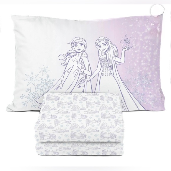 Frozen Winter Frost Adventures 3-Piece Twin Sheet Set, White & Purple, Disney - Picture 4 of 5